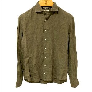 SuitSupply Leggiuno Pure Linen Button Front Slim Fit Shirt Size 15 3/4 (40)